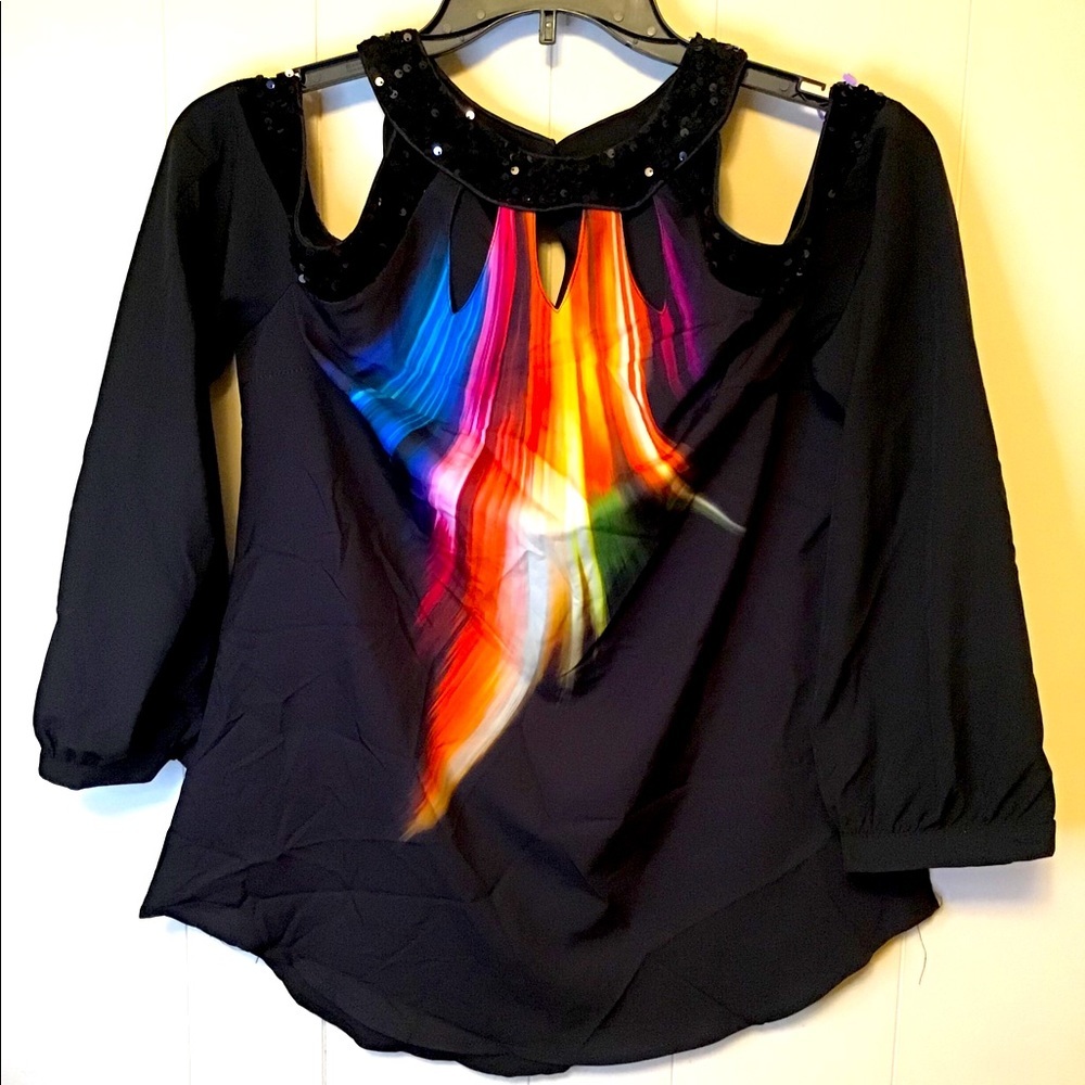 Cold shoulder top with sequins